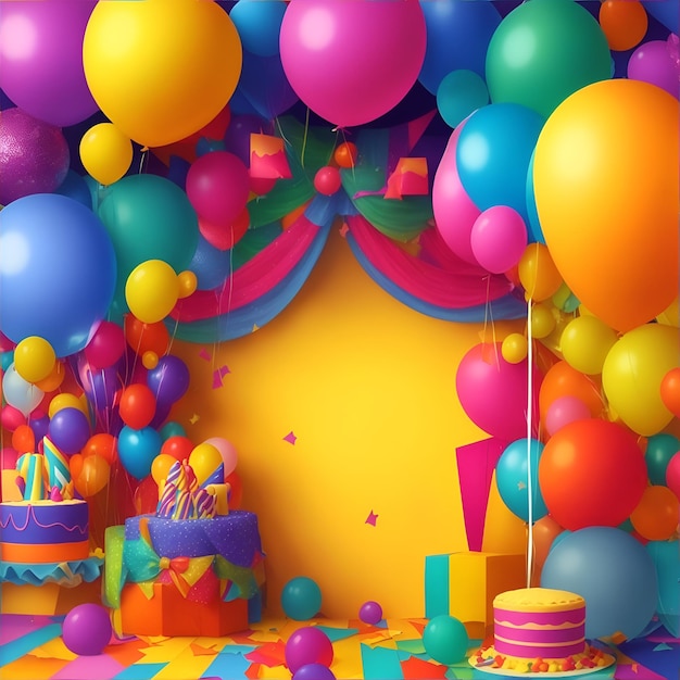 Un fondo de cumpleaños contemporáneo caro colorido realista brillante