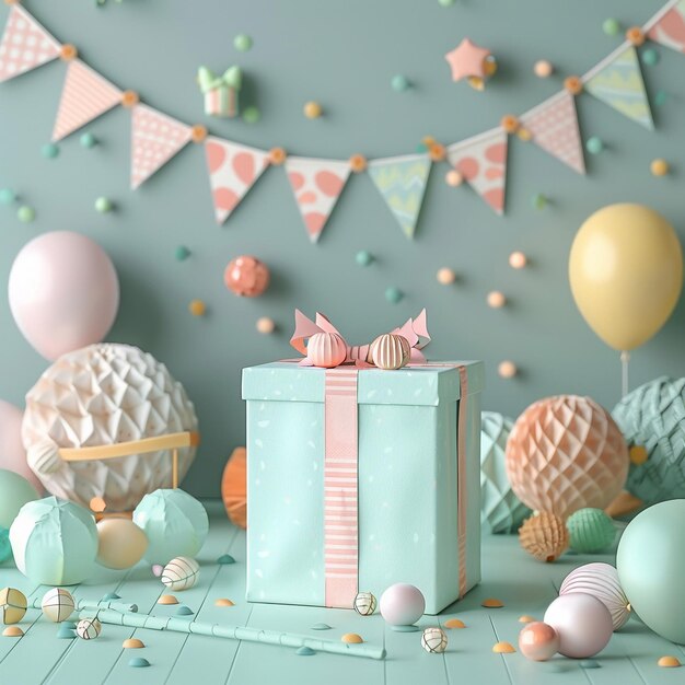 Fondo de cumpleaños festivo para niños en colores pastel