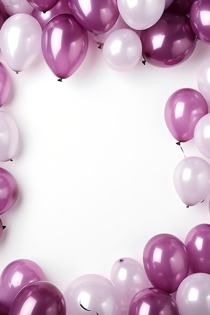 Fondo de cumpleaños de globo púrpura con espacio libre en el estandarte de papel y borroso l IA generativa