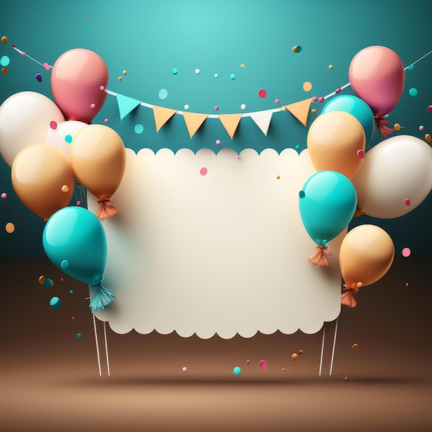 Fondo de cumpleaños con globos Ilustración AI GenerativexA