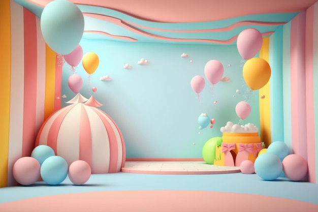 Fondo de cumpleaños con globos Ilustración AI Generativo