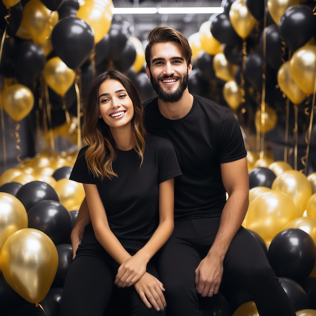 fondo de cumpleaños realista con globos dorados