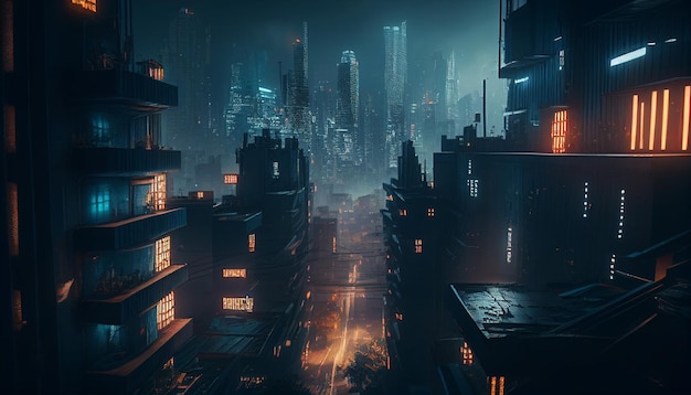 Fondo cyberpunk de Cityscape