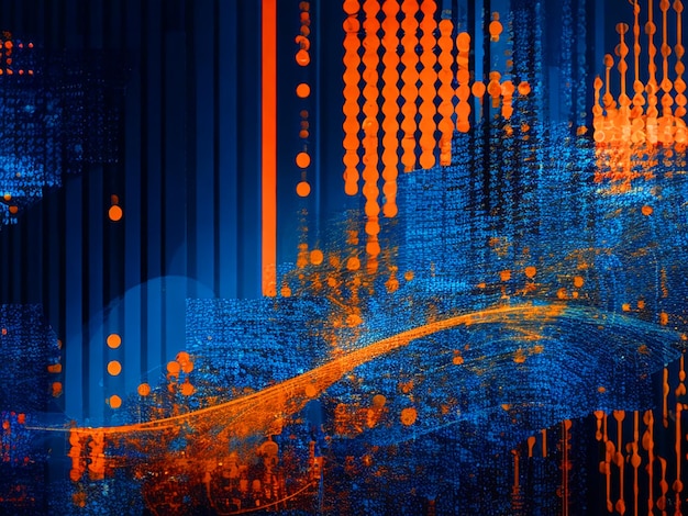 fondo de datos digitales azul y naranja brillante descarga de imagen hd