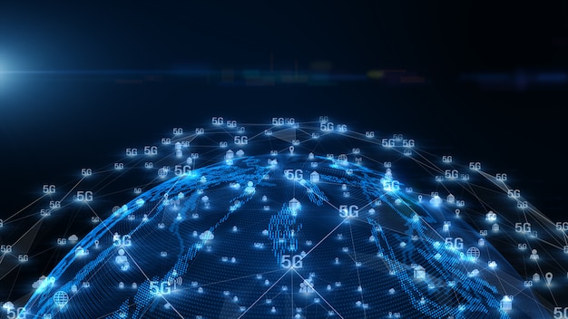 Fondo de datos digitales de conectividad 5G.