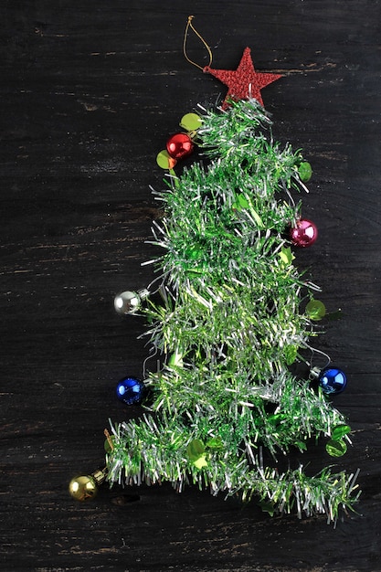 Foto fondo de decoración de árbol de navidad copia espacio para texto