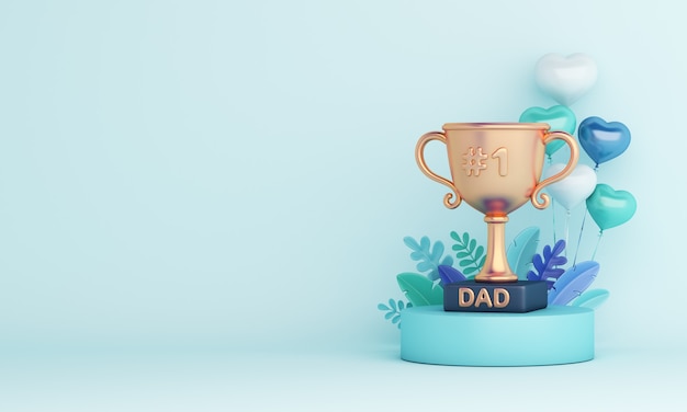 Fondo de decoración de feliz día del padre con trofeo