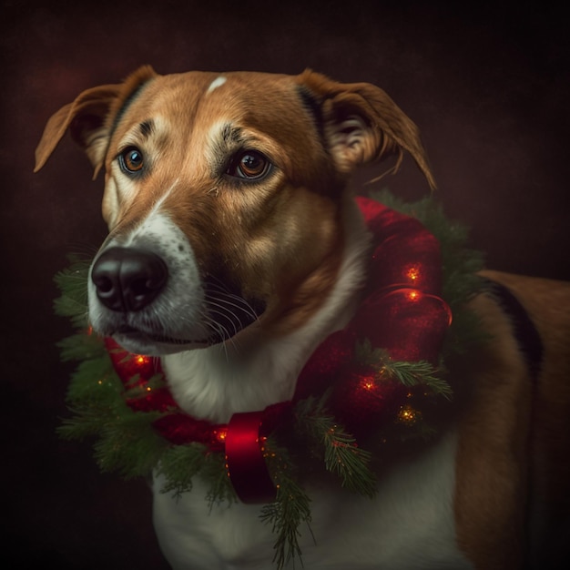 Fondo de decoración de Navidad de perro de Santa