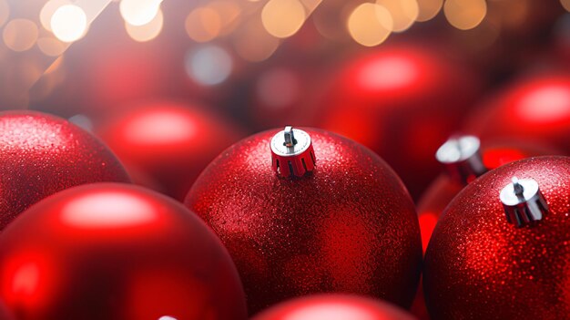 Foto fondo de decoración navideña con bola roja azul