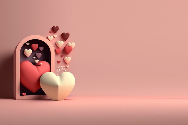 Fondo de decoración de San Valentín de amor de renderizado 3D