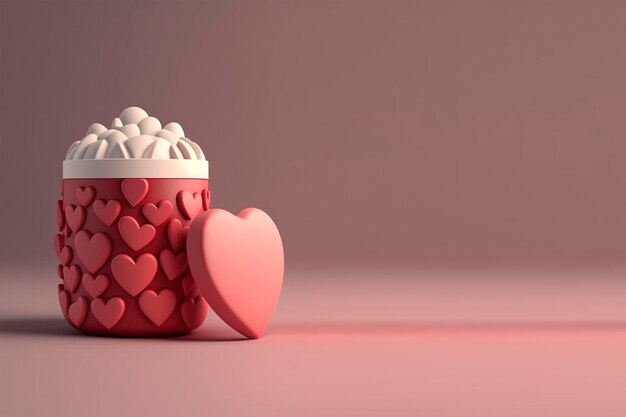 Fondo de decoración de San Valentín de amor de renderizado 3D