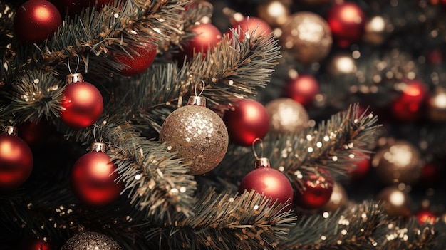 Fondo de decoraciones de árbol de Navidad