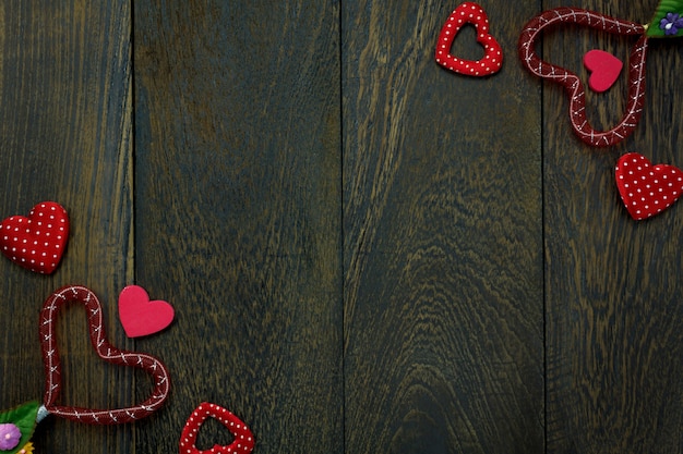 Foto fondo y decoraciones del día de tarjetas del día de san valentín de la visión superior.