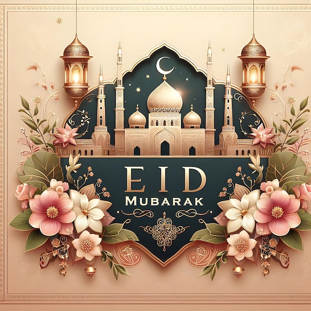 El fondo decorativo del festival de Eid Mubarak El cartel de eid Mubarak