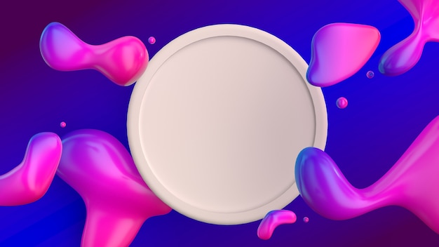 Fondo degradado de color de formas fluidas abstractas con marco redondo