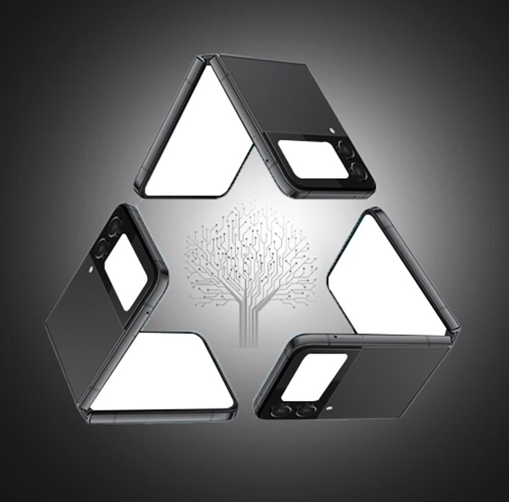Foto fondo degradado negro con canto móvil hexagonal