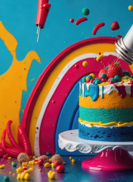 Foto fondo delicioso pastel de cumpleaños