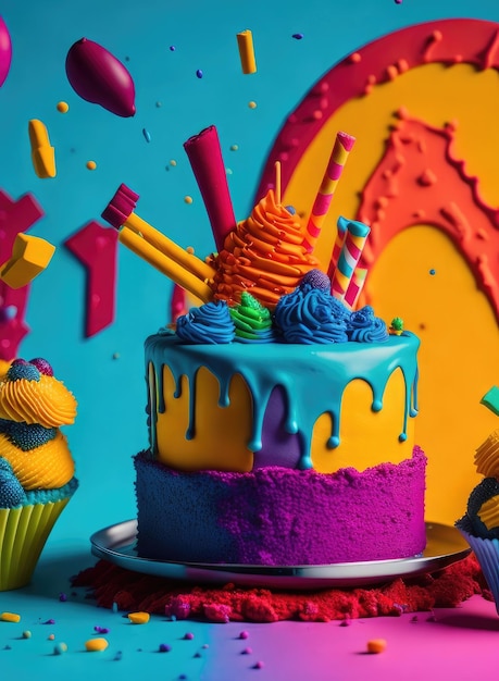 Fondo delicioso pastel de cumpleaños