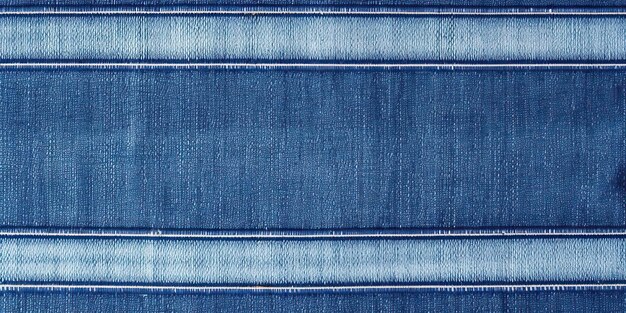 Fondo de denim azul con bordes a rayas de color marino de la textura de la tela de los jeans de denim Copia el espacio para