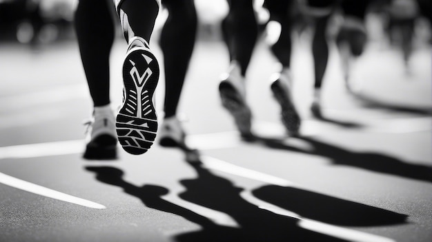 Foto fondo deportivo corredor en la salida imagen en blanco y negro aislada en blanco