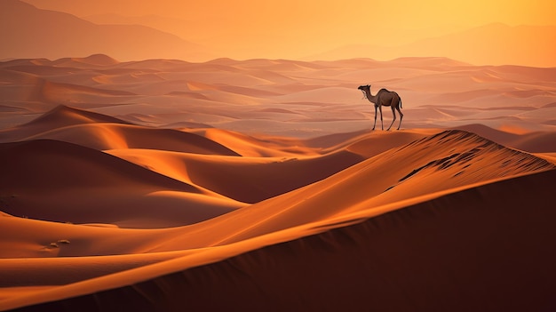 Foto fondo con desierto y camello ai generativa