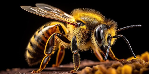 El fondo del detalle de la abeja es muy intrincado, afilado y limpio.