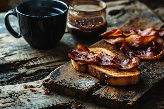 Fondo del día de la amistad con tostadas y tocino