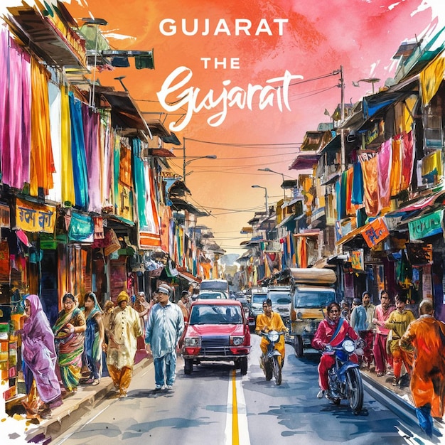 Foto el fondo del día de gujarat en acuarela