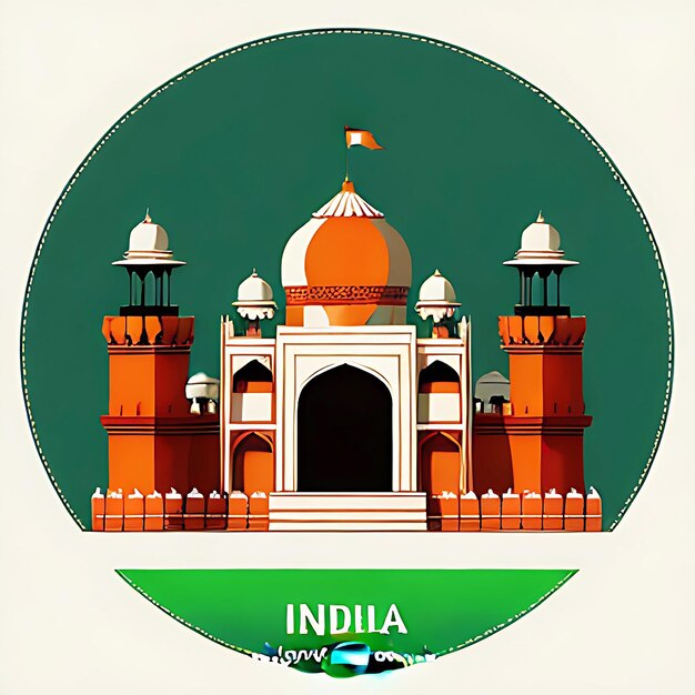 Fondo del día de la independencia de la India con el boceto del Fuerte Rojo