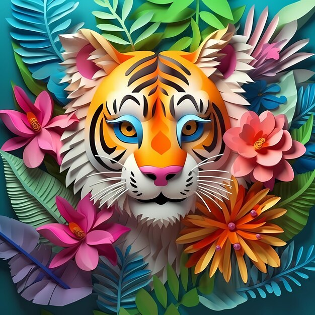 fondo para el día internacional del tigre papel 3d