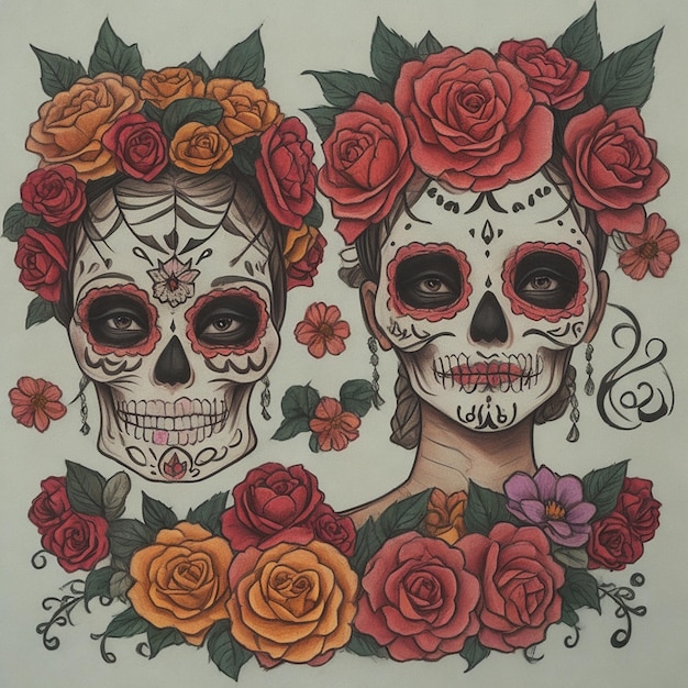 Fondo de dia de muertos dibujado a mano