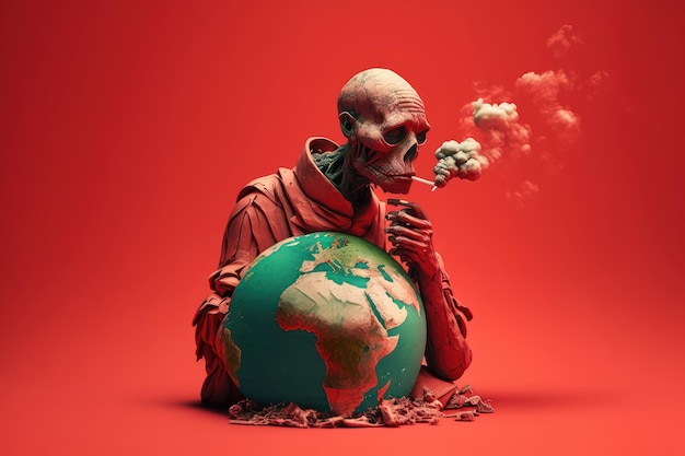 Fondo del día mundial sin tabaco Concepto de no fumar con skeleton smoking Generative Ai