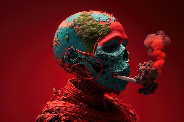 Fondo del día mundial sin tabaco Concepto de no fumar con skeleton smoking Generative Ai