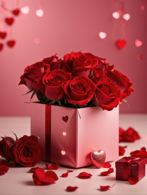 Fondo del día de San Valentín con caja de regalo 4K