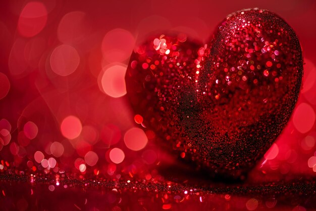 Fondo del día de San Valentín con corazón rojo en luces bokeh