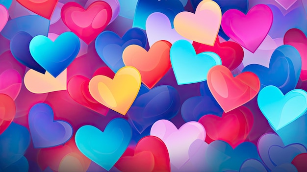 Foto fondo del día de san valentín con corazones de colores