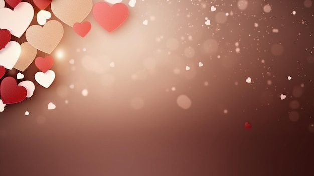 Fondo del día de San Valentín con corazones y luces bokeh