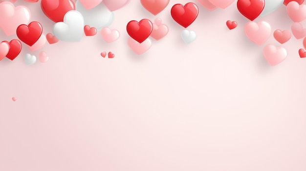 Fondo del día de San Valentín con corazones rojos y blancos