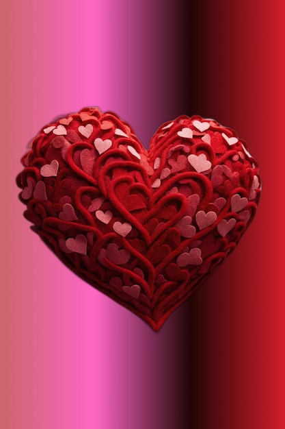Fondo de día de San Valentín con corazones rojos en fondo rosa y púrpura