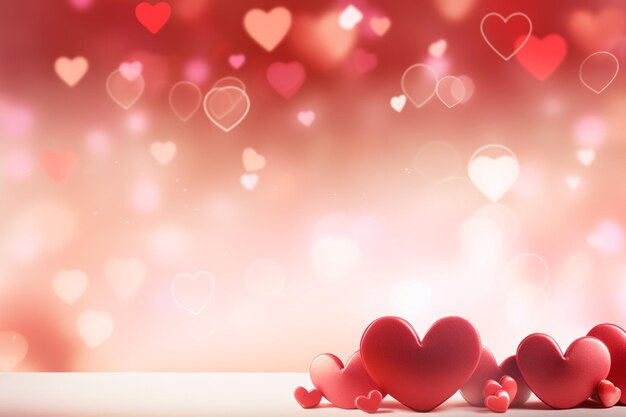 Fondo del día de San Valentín con corazones rojos renderizado en 3D
