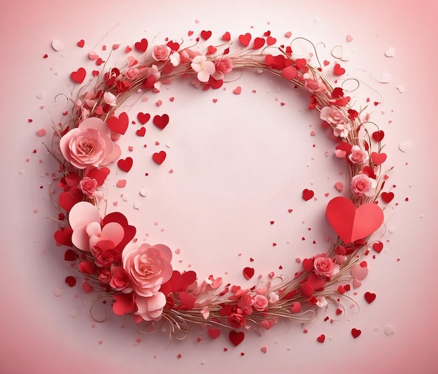 Fondo del Día de San Valentín con corazones y rosas Ilustración vectorial