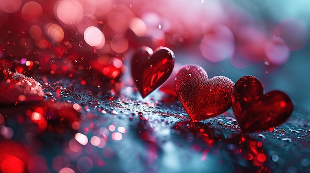 Fondo del día de San Valentín con corazones transparentes