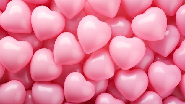 Fondo del día de San Valentín con globos rosados en forma de corazón