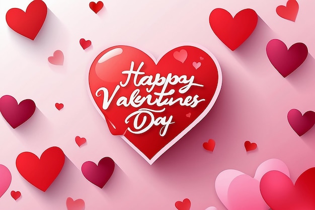 Fondo del día de San Valentín con patrón de corazón y tipografía de texto de feliz día de San Valentín fondo de pantalla
