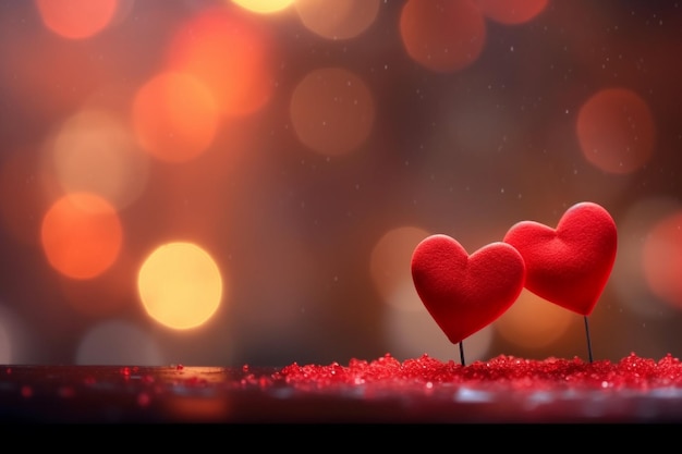 Fondo del día de San Valentín con renderizado 3d de corazones rojos