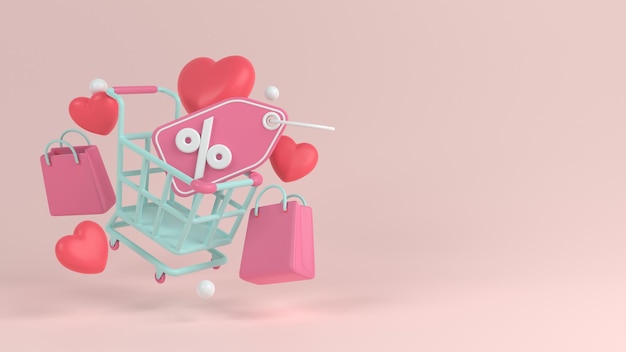 Fondo de día de san valentín de renderizado 3D