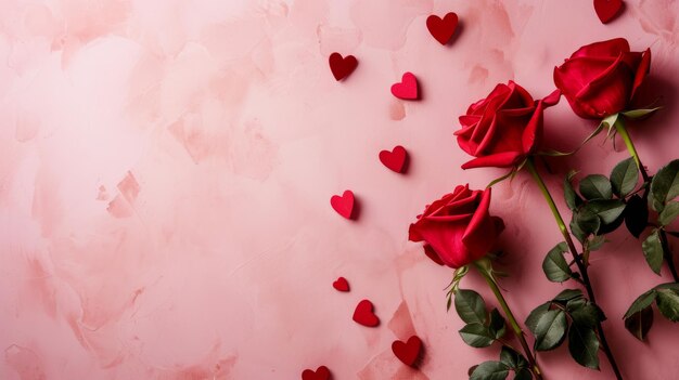 Foto fondo del día de san valentín con rosas rojas frescas