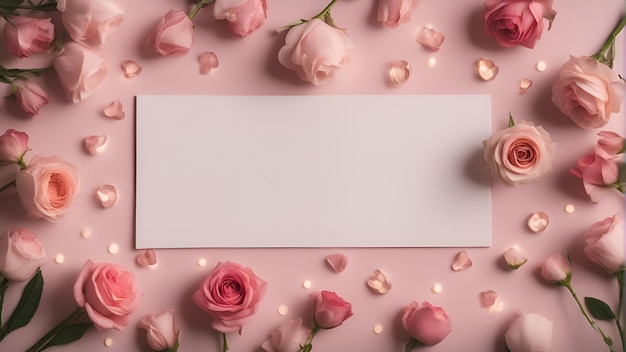 Fondo del Día de San Valentín con rosas rosas y espacio de copia para el texto