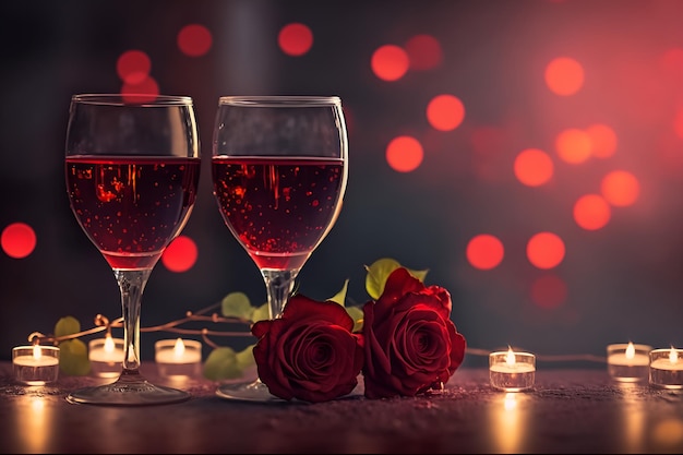 Fondo del día de san valentín vino tinto 3D