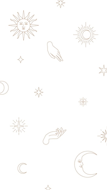 El fondo del dibujo monolino de los íconos celestiales png lindos